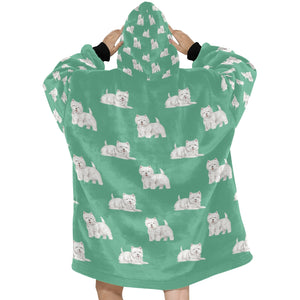 Watercolor Westie Love Blanket Hoodie-Blanket-Apparel, Blanket Hoodie, Blankets, Dog Mom Gifts, West Highland Terrier-25