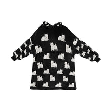 Load image into Gallery viewer, Watercolor Westie Love Blanket Hoodie-Blanket-Apparel, Blanket Hoodie, Blankets, Dog Mom Gifts, West Highland Terrier-Midnight Black-ONE SIZE-8