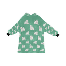 Load image into Gallery viewer, Watercolor Westie Love Blanket Hoodie-Blanket-Apparel, Blanket Hoodie, Blankets, Dog Mom Gifts, West Highland Terrier-Mint Green-ONE SIZE-23