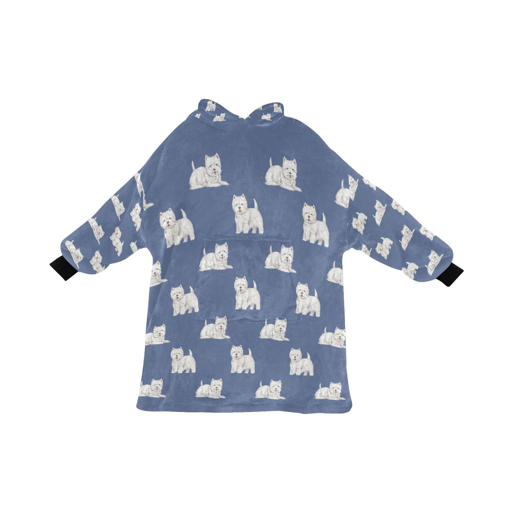 Watercolor Westie Love Blanket Hoodie-Blanket-Apparel, Blanket Hoodie, Blankets, Dog Mom Gifts, West Highland Terrier-Slate Blue-ONE SIZE-20