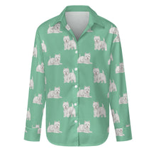 Load image into Gallery viewer, Watercolor Westie Love Women&#39;s Shirt-Apparel-Apparel, Dog Mom Gifts, Shirt, West Highland Terrier-S-Mint Green-29