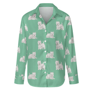 Watercolor Westie Love Women's Shirt-Apparel-Apparel, Dog Mom Gifts, Shirt, West Highland Terrier-S-Mint Green-29