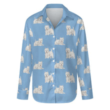 Load image into Gallery viewer, Watercolor Westie Love Women&#39;s Shirt-Apparel-Apparel, Dog Mom Gifts, Shirt, West Highland Terrier-S-Sky Blue-23