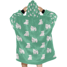 Load image into Gallery viewer, Watercolor Westie Puppies Blanket Hoodie-Blanket-Apparel, Blanket Hoodie, Blankets, Dog Mom Gifts, West Highland Terrier-25