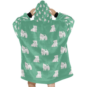 Watercolor Westie Puppies Blanket Hoodie-Blanket-Apparel, Blanket Hoodie, Blankets, Dog Mom Gifts, West Highland Terrier-25