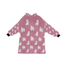 Load image into Gallery viewer, Watercolor Westie Puppies Blanket Hoodie-Blanket-Apparel, Blanket Hoodie, Blankets, Dog Mom Gifts, West Highland Terrier-Dusty Pink-ONE SIZE-14