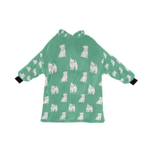 Load image into Gallery viewer, Watercolor Westie Puppies Blanket Hoodie-Blanket-Apparel, Blanket Hoodie, Blankets, Dog Mom Gifts, West Highland Terrier-Mint Green-ONE SIZE-23