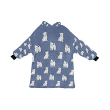 Load image into Gallery viewer, Watercolor Westie Puppies Blanket Hoodie-Blanket-Apparel, Blanket Hoodie, Blankets, Dog Mom Gifts, West Highland Terrier-Slate Blue-ONE SIZE-20