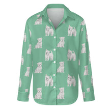 Load image into Gallery viewer, Watercolor Westie Puppies Women&#39;s Shirt-Apparel-Apparel, Dog Mom Gifts, Shirt, West Highland Terrier-S-Mint Green-29