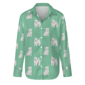 Watercolor Westie Puppies Women's Shirt-Apparel-Apparel, Dog Mom Gifts, Shirt, West Highland Terrier-S-Mint Green-29