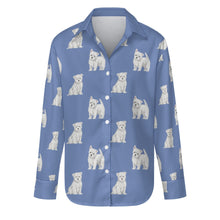 Load image into Gallery viewer, Watercolor Westie Puppies Women&#39;s Shirt-Apparel-Apparel, Dog Mom Gifts, Shirt, West Highland Terrier-S-Slate Blue-26