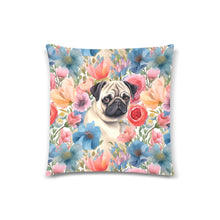 Load image into Gallery viewer, Watercolor Whimsy Floral Fantasy Pug Throw Pillow Cover-Cushion Cover-Home Decor, Pillows, Pug-White1-ONESIZE-2