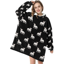 Load image into Gallery viewer, Watercolor White Black Brindle Bull Terrier Blanket Hoodie-Blanket-Apparel, Blanket Hoodie, Blankets, Bull Terrier, Dog Mom Gifts-9