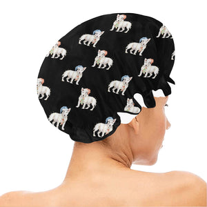 Watercolor White Black Brindle Bull Terriers Christmas Reusable Shower Caps-Accessories-Accessories, Bull Terrier, Christmas, Dog Mom Gifts-36