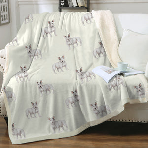 Watercolor White Black Brindle Bull Terriers Fleece Blanket - 8 Colors-Blanket-Bedding, Blankets, Bull Terrier, Home Decor-8