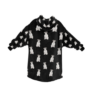 Watercolor White Black Rough Coat Russell Terriers Blanket Hoodie-Blanket-Apparel, Blanket Hoodie, Blankets, Dog Mom Gifts, Jack Russell Terrier-11