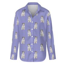 Load image into Gallery viewer, Watercolor White Black Rough Coat Russell Terriers Women&#39;s Shirt-Apparel-Apparel, Dog Mom Gifts, Jack Russell Terrier, Shirt-Lavender Purple-S-32