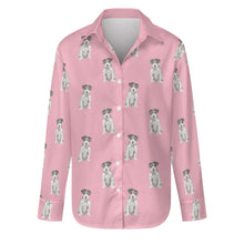 Load image into Gallery viewer, Watercolor White Black Rough Coat Russell Terriers Women&#39;s Shirt-Apparel-Apparel, Dog Mom Gifts, Jack Russell Terrier, Shirt-Light Pink-S-17