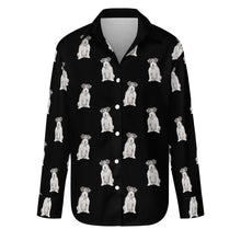 Load image into Gallery viewer, Watercolor White Black Rough Coat Russell Terriers Women&#39;s Shirt-Apparel-Apparel, Dog Mom Gifts, Jack Russell Terrier, Shirt-Midnight Black-S-11