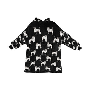 Watercolor White Black Russell Terriers Blanket Hoodie-Blanket-Apparel, Blanket Hoodie, Blankets, Dog Mom Gifts, Jack Russell Terrier-Midnight Black-ONE SIZE-10