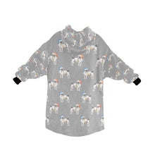 Load image into Gallery viewer, Watercolor White Black Russell Terriers Christmas Blanket Hoodie-Blanket-Apparel, Blanket Hoodie, Blankets, Dog Mom Gifts, Jack Russell Terrier-32