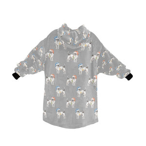 Watercolor White Black Russell Terriers Christmas Blanket Hoodie-Blanket-Apparel, Blanket Hoodie, Blankets, Dog Mom Gifts, Jack Russell Terrier-32