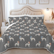 Watercolor White Black Russell Terriers Christmas Quilted Bedding Set-Bedding-Bedding,Blankets,Christmas,Home Decor-9