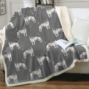 Watercolor White Black Russell Terriers Fleece Blanket - 8 Colors-Blanket-Bedding, Blankets, Home Decor, Jack Russell Terrier-10