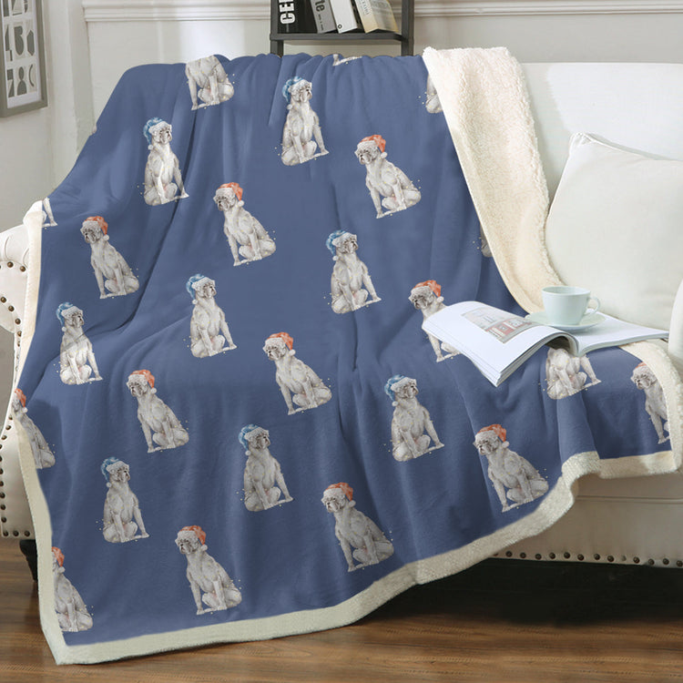 Watercolor White Boxer Dogs Christmas Fleece Blanket 8 Colors 8 750x
