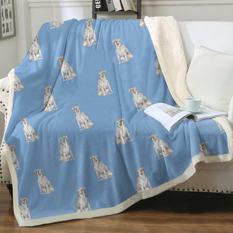 Watercolor White Boxer Dogs Sherpa Fleece Blanket 8 Colors 750x