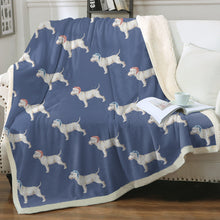 Load image into Gallery viewer, Watercolor White Bull Terriers Christmas Fleece Blanket - 8 Colors-Blanket-Bedding, Blankets, Bull Terrier, Christmas, Home Decor-16