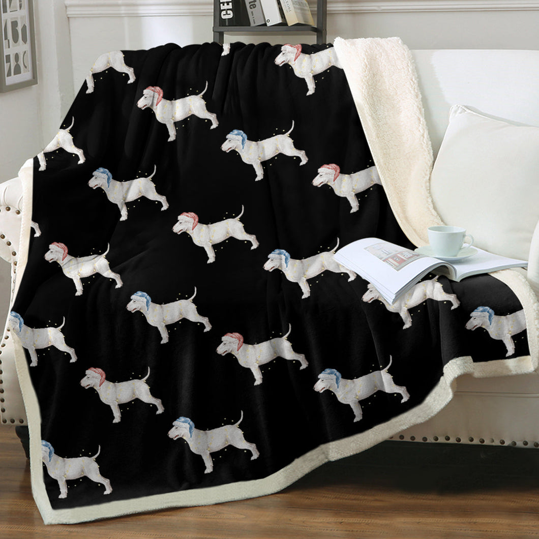 Watercolor White Bull Terriers Christmas Fleece Blanket - 8 Colors-Blanket-Bedding, Blankets, Bull Terrier, Christmas, Home Decor-15