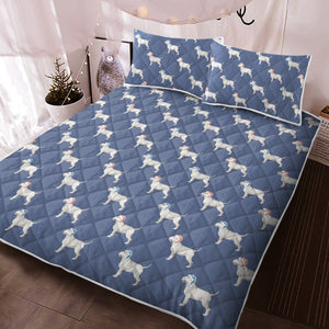 Watercolor White Bull Terriers Christmas Quilted Bedding Set-Bedding-Bedding, Blankets, Bull Terrier, Christmas, Home Decor-7