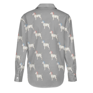 Watercolor White Bull Terriers Christmas Women's Shirt-Apparel-Apparel, Bull Terrier, Christmas, Dog Mom Gifts, Shirt-43