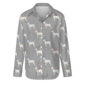 Watercolor White Bull Terriers Christmas Women's Shirt-Apparel-Apparel, Bull Terrier, Christmas, Dog Mom Gifts, Shirt-S-DarkGray-37