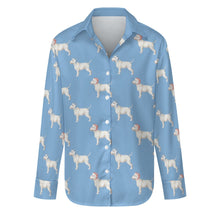 Load image into Gallery viewer, Watercolor White Bull Terriers Christmas Women&#39;s Shirt-Apparel-Apparel, Bull Terrier, Christmas, Dog Mom Gifts, Shirt-S-LightSkyBlue-14