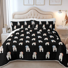 Load image into Gallery viewer, Watercolor White English Bulldogs Christmas Quilted Bedding Set-Bedding-Bedding,Blankets,Christmas,Home Decor-10