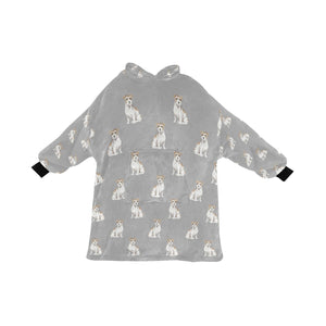 Watercolor White Fawn Russell Terriers Blanket Hoodie-Blanket-Apparel, Blanket Hoodie, Blankets, Dog Mom Gifts, Jack Russell Terrier-Parisian Gray-ONE SIZE-34