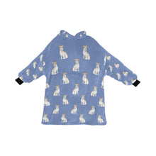 Load image into Gallery viewer, Watercolor White Fawn Russell Terriers Blanket Hoodie-Blanket-Apparel, Blanket Hoodie, Blankets, Dog Mom Gifts, Jack Russell Terrier-Slate Blue-ONE SIZE-25