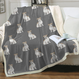 Watercolor White Fawn Russell Terriers Fleece Blanket - 8 Colors-Blanket-Bedding, Blankets, Home Decor, Jack Russell Terrier-10