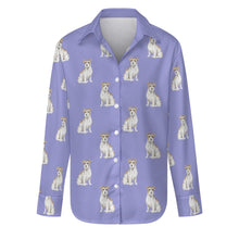 Load image into Gallery viewer, Watercolor White Fawn Russell Terriers Women&#39;s Shirt-Apparel-Apparel, Dog Mom Gifts, Jack Russell Terrier, Shirt-S-CornflowerBlue_1-30