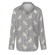 Load image into Gallery viewer, Watercolor White Fawn Russell Terriers Women&#39;s Shirt-Apparel-Apparel, Dog Mom Gifts, Jack Russell Terrier, Shirt-S-DarkGray-35