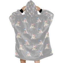 Load image into Gallery viewer, Watercolor White French Bulldogs Christmas Blanket Hoodie-Blanket-Apparel, Blanket Hoodie, Blankets, Christmas, Dog Mom Gifts, French Bulldog-36