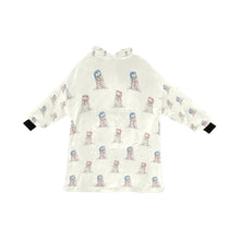 Load image into Gallery viewer, Watercolor White French Bulldogs Christmas Blanket Hoodie-Blanket-Apparel, Blanket Hoodie, Blankets, Christmas, Dog Mom Gifts, French Bulldog-Ivory White-ONE SIZE-13