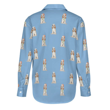 Watercolor White Orange Cocker Spaniels Christmas Women's Shirt-Apparel-Apparel, Christmas, Cocker Spaniel, Dog Mom Gifts, Shirt-24
