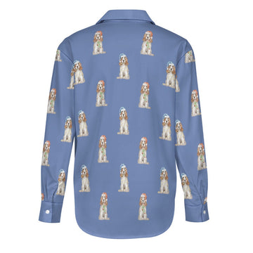 Watercolor White Orange Cocker Spaniels Christmas Women's Shirt-Apparel-Apparel, Christmas, Cocker Spaniel, Dog Mom Gifts, Shirt-27