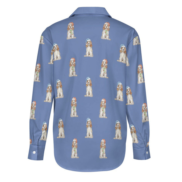 Watercolor White Orange Cocker Spaniels Christmas Women's Shirt-Apparel-Apparel, Christmas, Cocker Spaniel, Dog Mom Gifts, Shirt-27