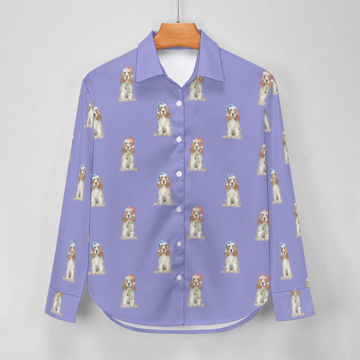 Watercolor White Orange Cocker Spaniels Christmas Women's Shirt-Apparel-Apparel, Christmas, Cocker Spaniel, Dog Mom Gifts, Shirt-31