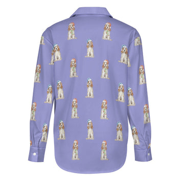 Watercolor White Orange Cocker Spaniels Christmas Women's Shirt-Apparel-Apparel, Christmas, Cocker Spaniel, Dog Mom Gifts, Shirt-33