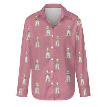 Watercolor White Orange Cocker Spaniels Christmas Women's Shirt-Apparel-Apparel, Christmas, Cocker Spaniel, Dog Mom Gifts, Shirt-Dusty Pink-S-20